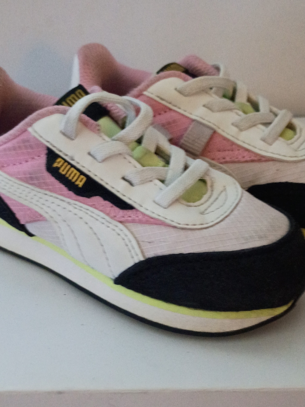 PUMA Kids' Pink & White Lace-Up Sneakers